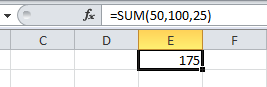 SUM function simple example